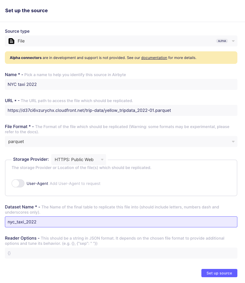 ClickHouse source creation in Airbyte - Zoomed